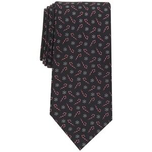 Club Room Black Red Men's Snowflake Candy Cane Tie